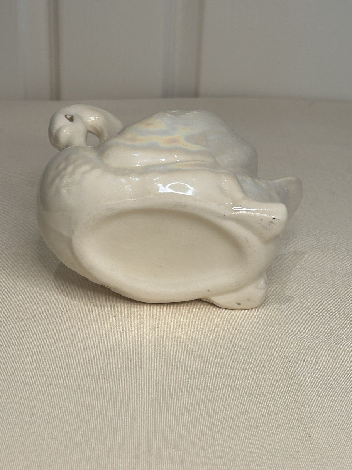 Vintage Iridescent Swan Planter Vase 1950s Ceramic Lustre Glaze 14cm High