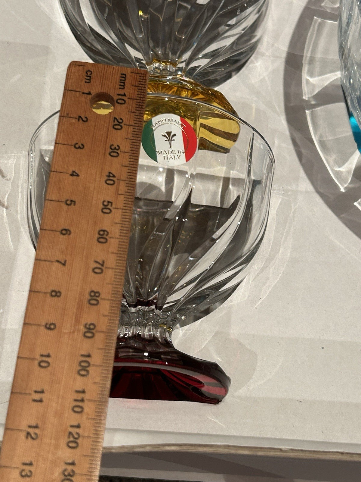 Le Rose Handmade Italian Crystal Dessert Set 7pc Macedonia Trix Boxed 