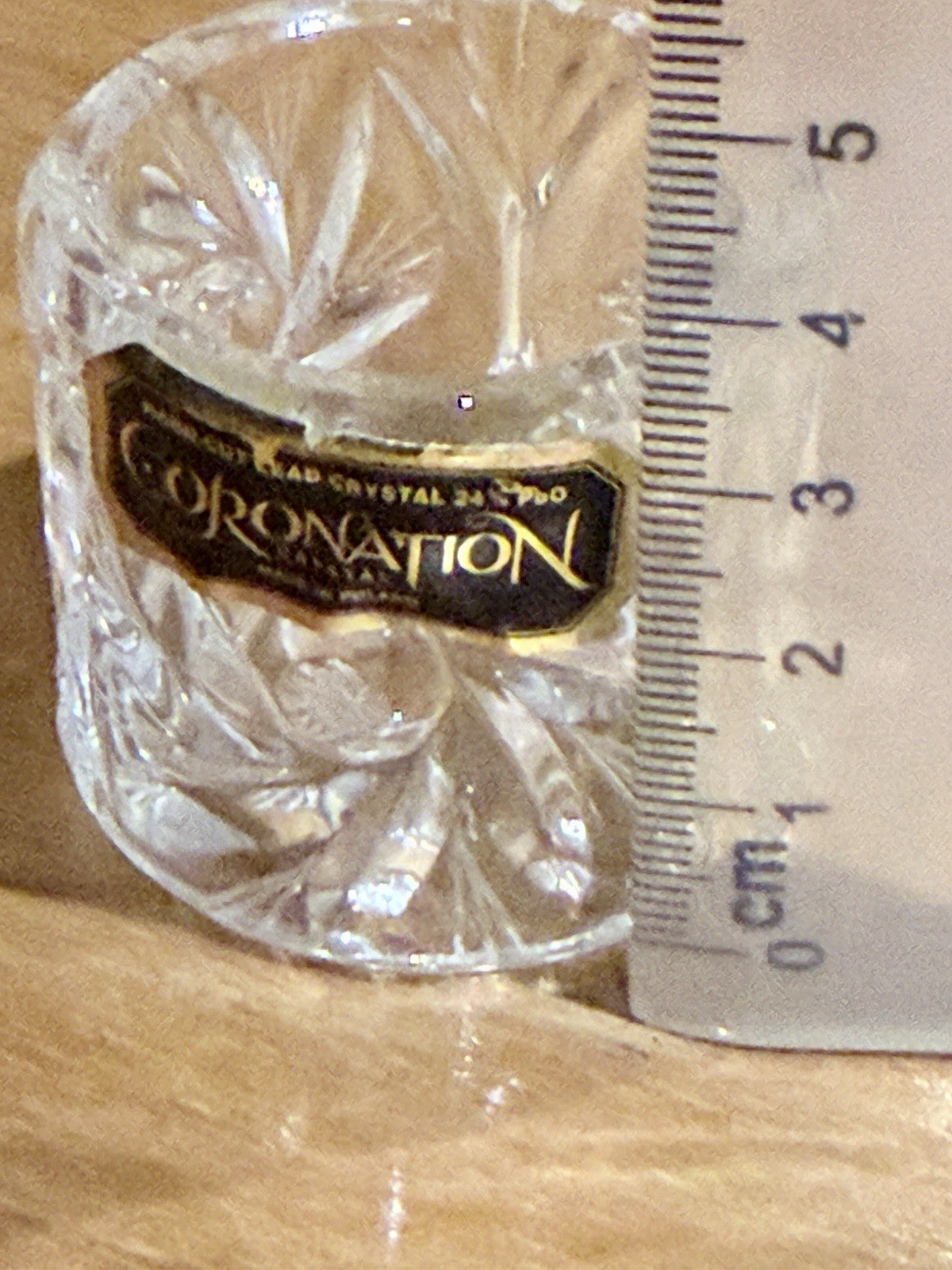 Coronation Crystal Napkin Rings Set 6 Lead Crystal 24% PbO Poland