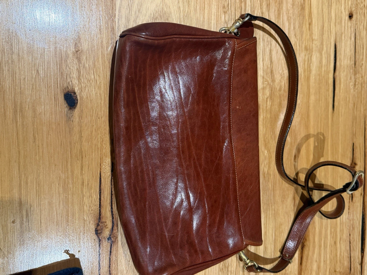 Vintage Oroton Florence Leather Shoulder Bag Brown Made in Australia Handbag