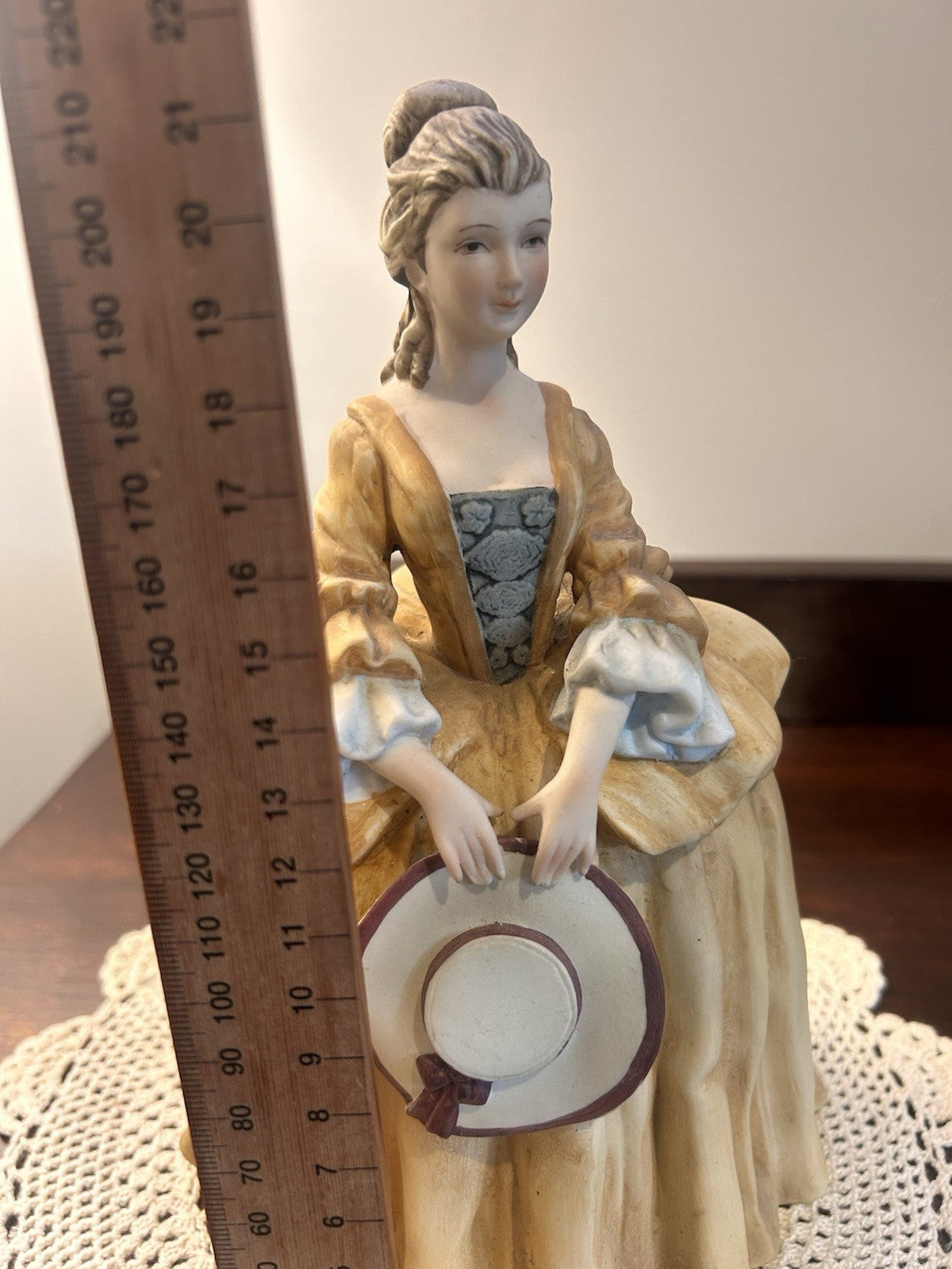 Vintage Andrea by Sadek 7845 Figurine Victorian Lady with Hat 8.5” Bisque Finish