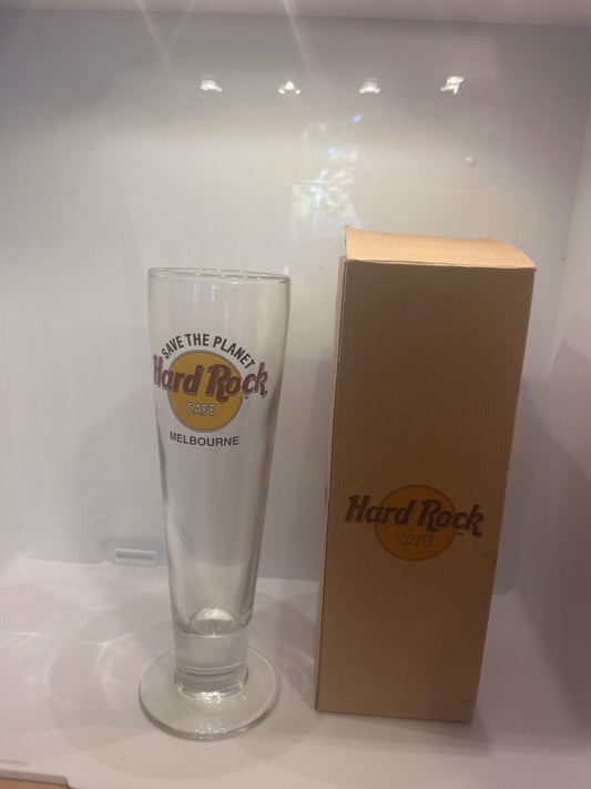 Hard Rock Cafe  Melbourne Beer Glass Pilsner Tall Collectable in box