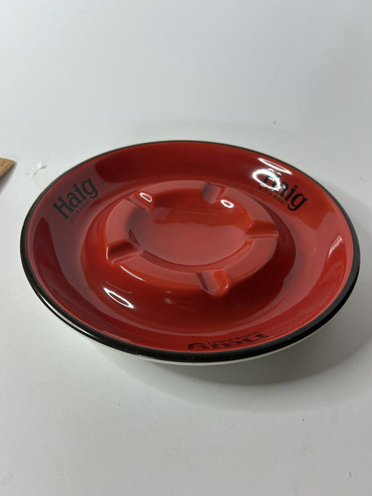 Vintage Haig Scotch Whisky 8" Ashtray Red Round Ceramic Carlton Ware England