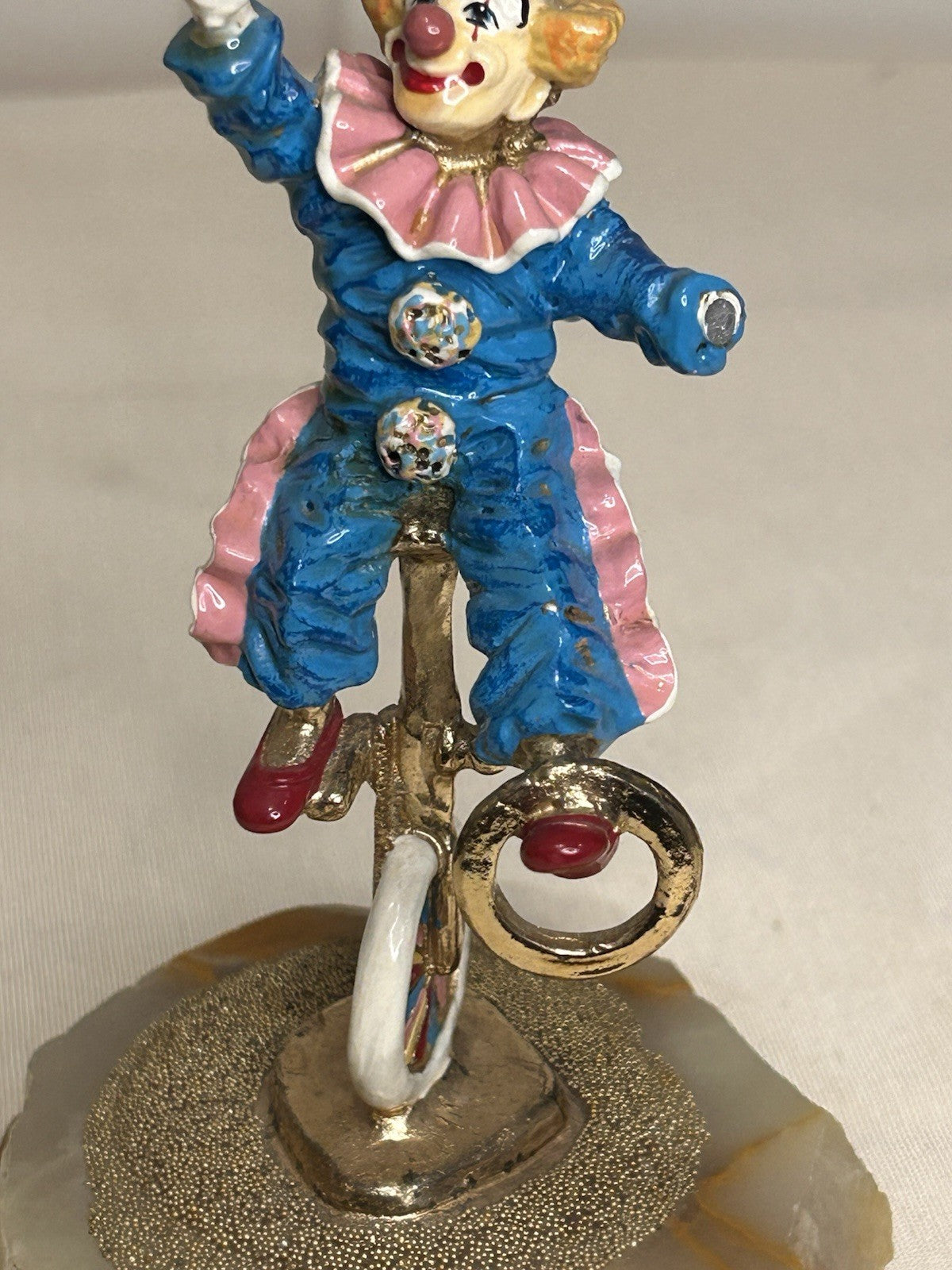 Ron Lee Circus Clown Figurine on Onyx Base Vintage Hand-Painted Art (Damage)