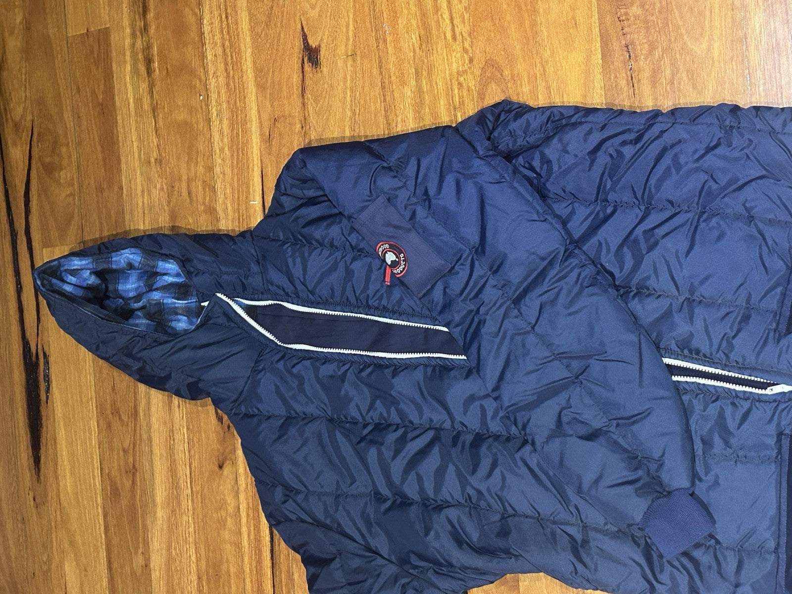 Vintage Aussie Ski Products Snow Suit Navy Blue Size L Hooded Retro 80s