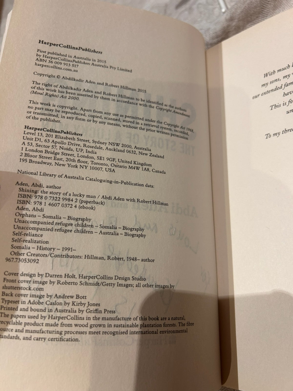 Shining: Story of a Lucky Man - Signed Abdi Aden | 2015 1st Edition