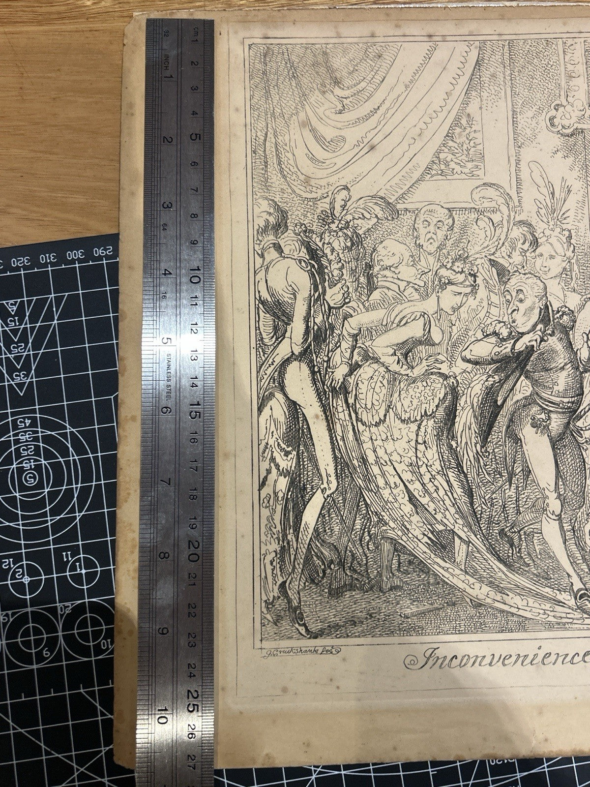 George Cruikshank Etching – “Inconveniences of a Crowded Drawing Room” c.1880s