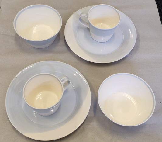 Royal Doulton 1815 Line - White Porcelain Cups, Plates & Bowls (Set for 2)