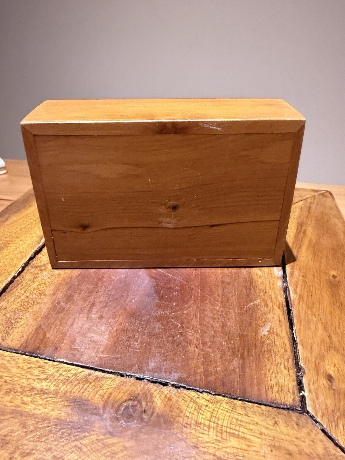 Vintage Wooden Trinket Box Inlaid Lid Burl Timber Jewellery Box