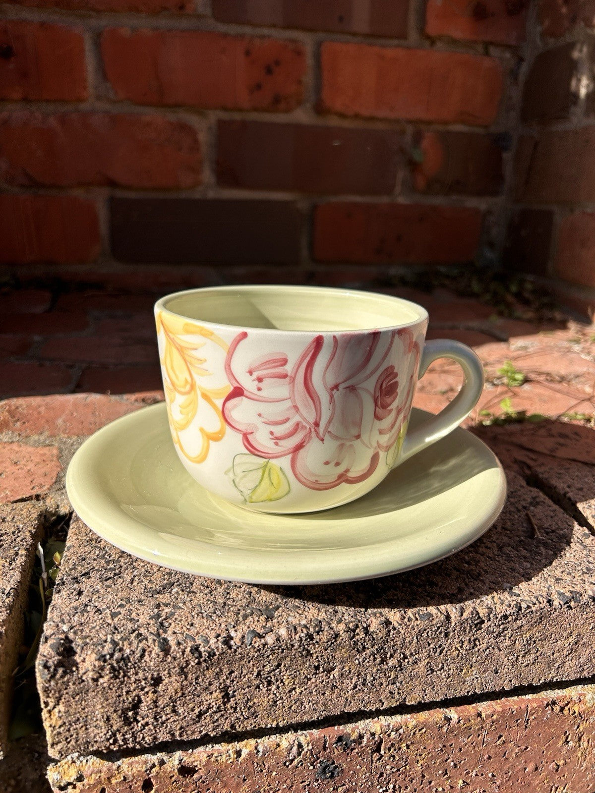 Royal Albert Rose Garden Cup & Saucer Hand Painted Earthenware Portugal 2000