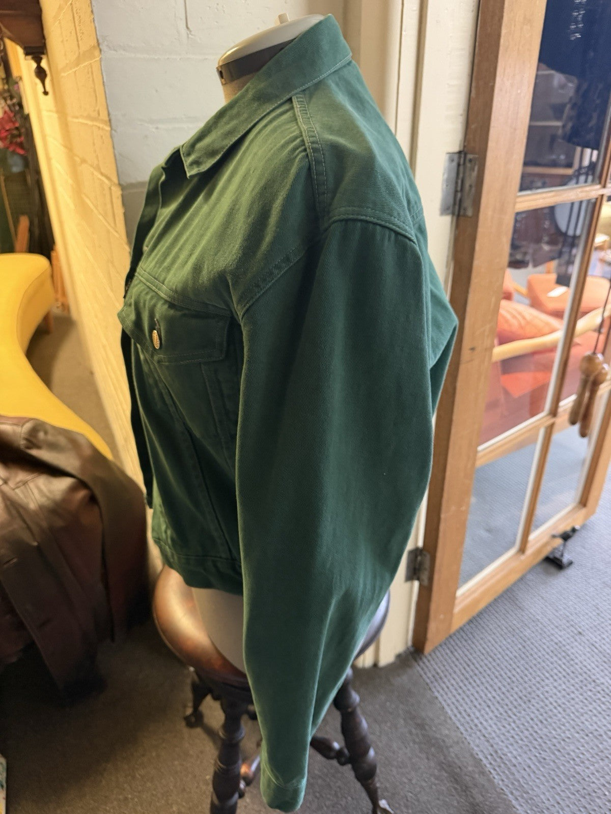 Vintage 1991 Levi’s Black Tab Green Denim Trucker Jacket Size S 90s 8540