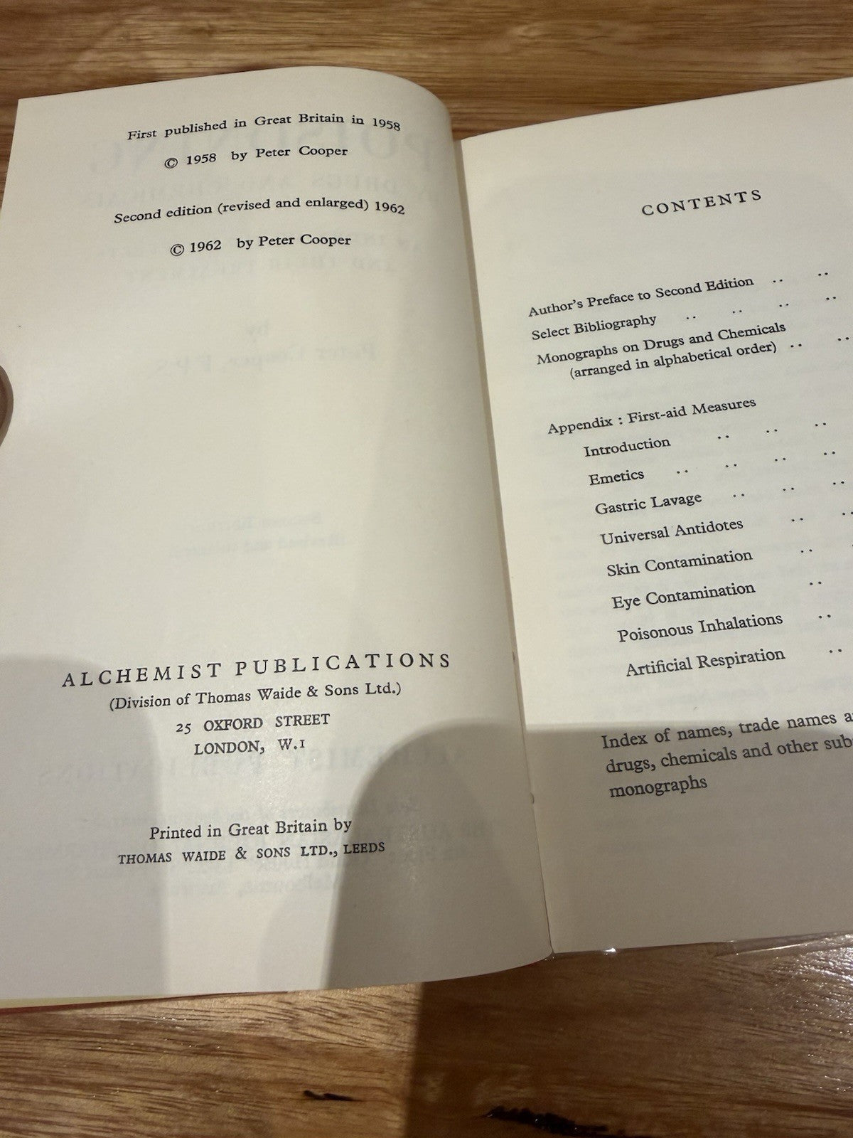 Peter Cooper Poisoning Drugs Chemicals 1962 2nd Ed Vintage Medical Toxicology