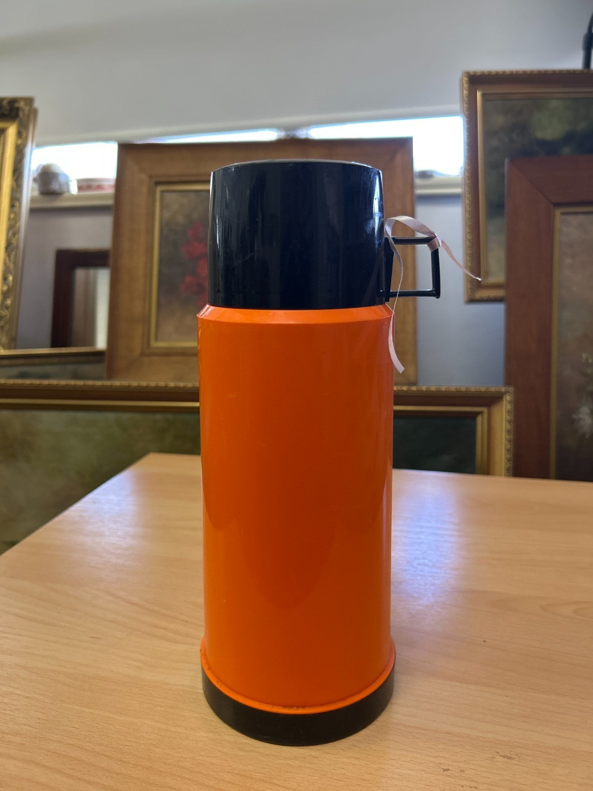 🔶 Vintage Orange Thermos Flask – Made in England – c. 1970s