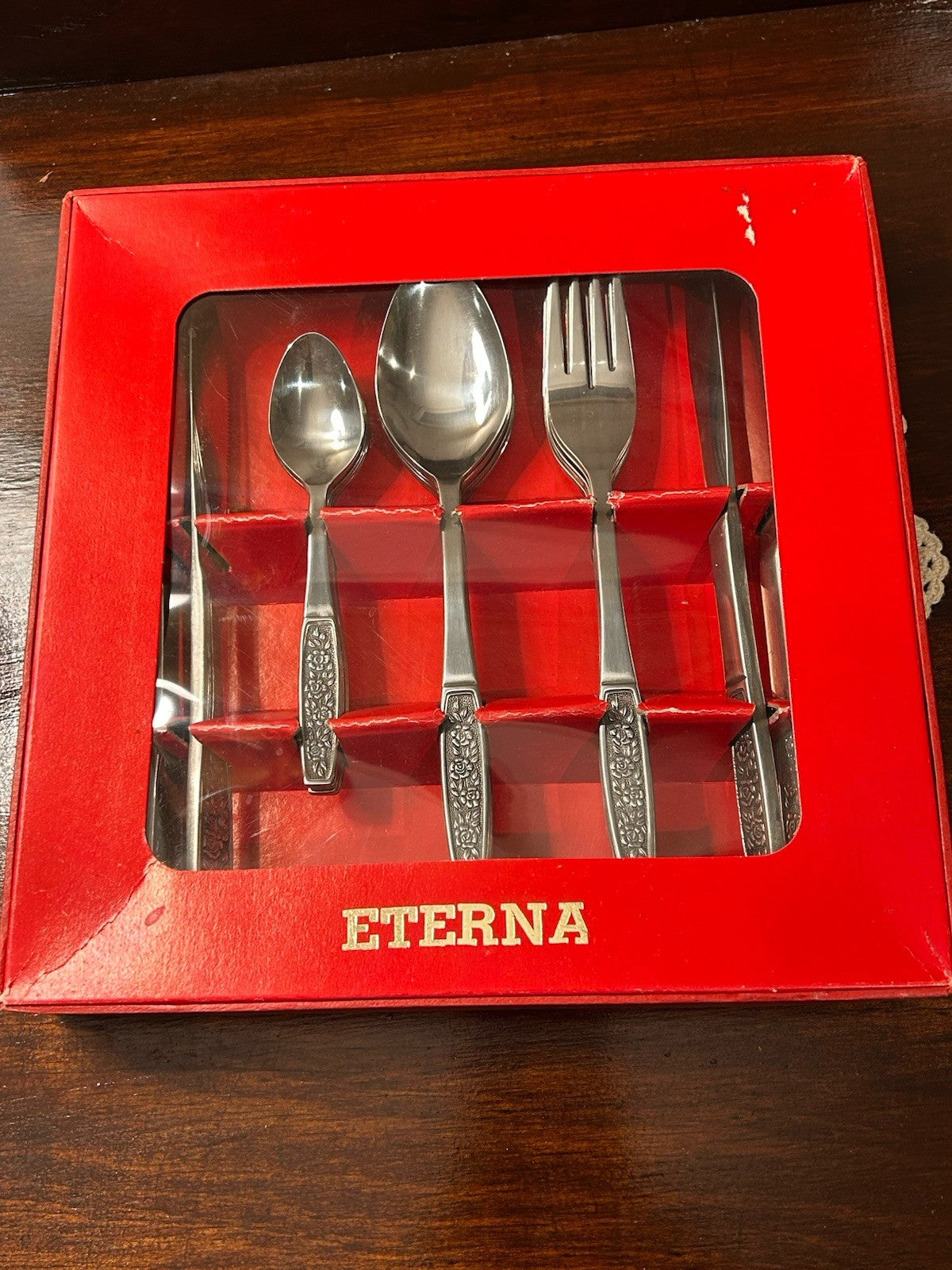 Eterna Stainless Steel 24pc Cutlery Set Taiwan Vintage Boxed Flatware Vintage