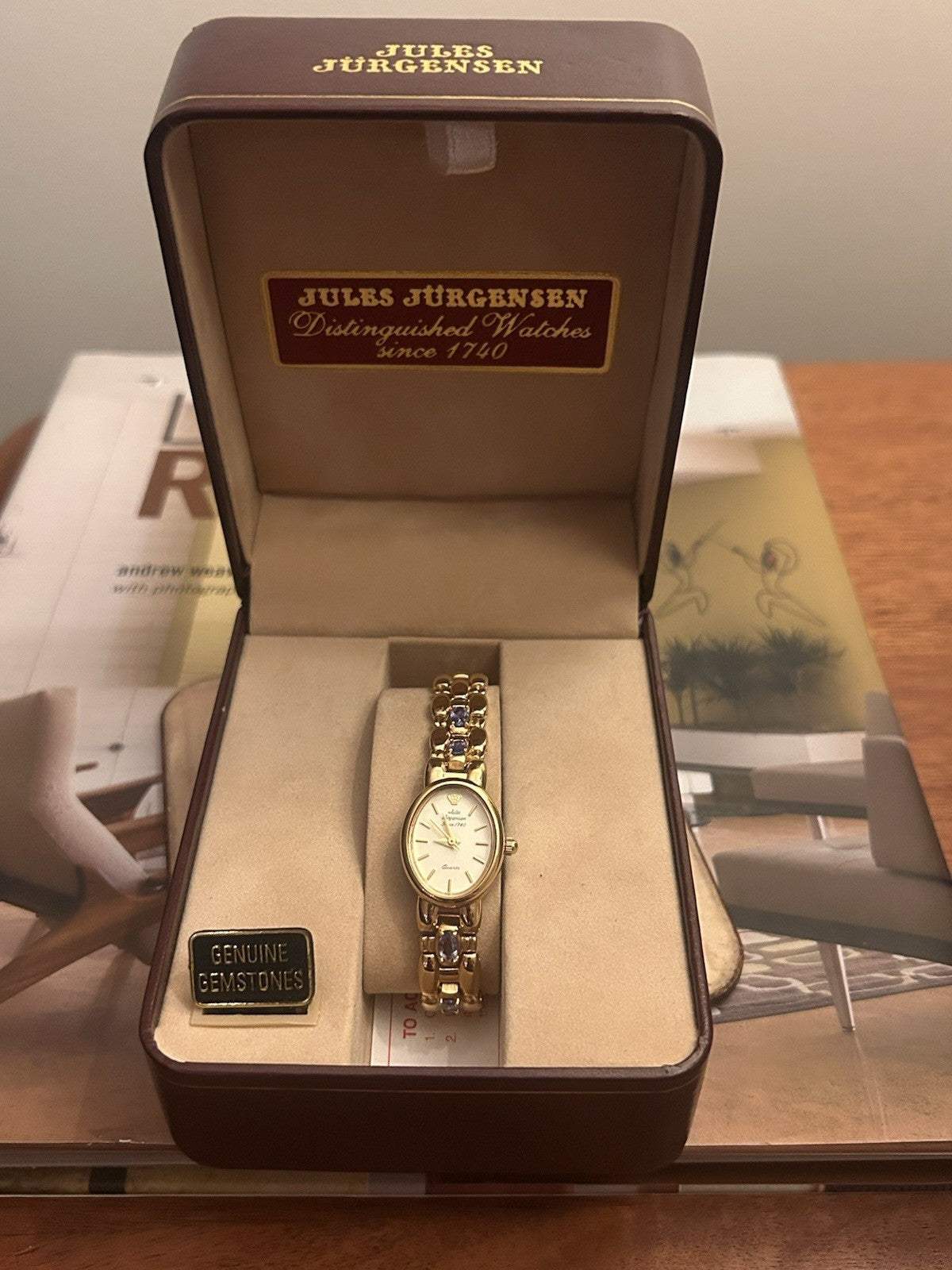 Jules Jurgensen Ladies Quartz Watch Miyota 2035 Tanzanite Boxed VTG