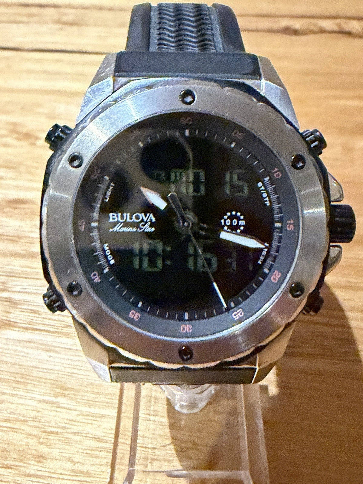 Bulova Marine Star 98C119 Ana Digital Watch 100M Rare New Batteries Working