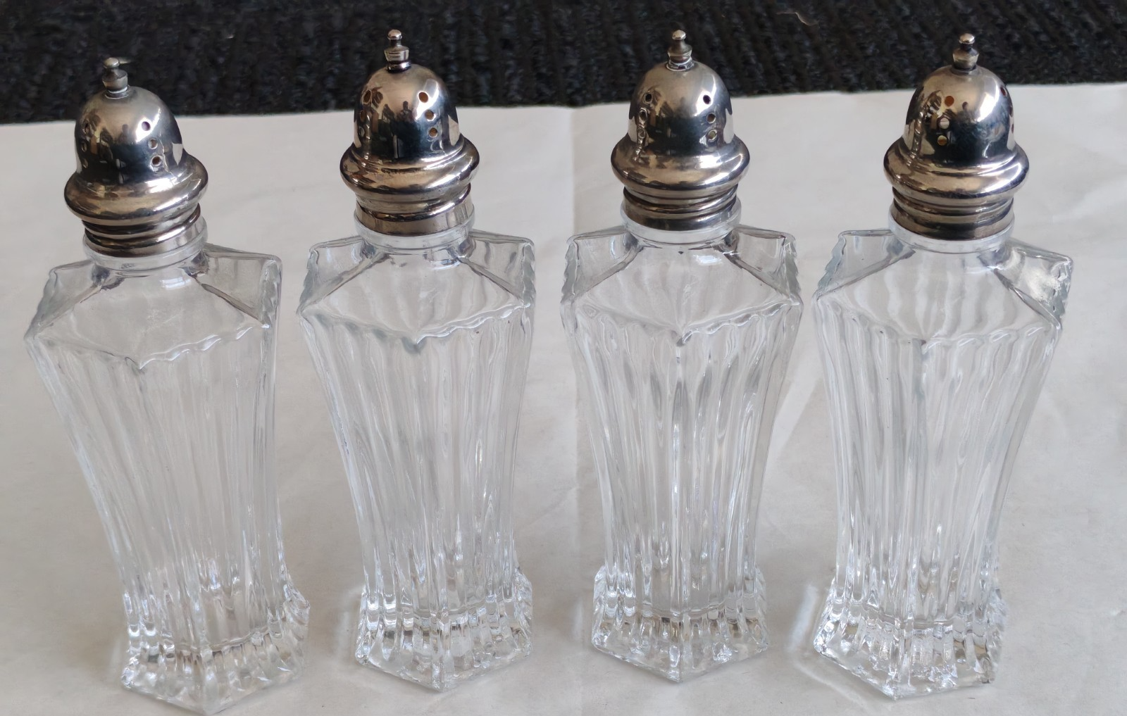 Vintage Mikasa Crystal Salt & Pepper Shakers – Set of Four