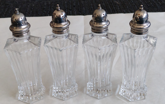 Vintage Mikasa Crystal Salt & Pepper Shakers – Set of Four
