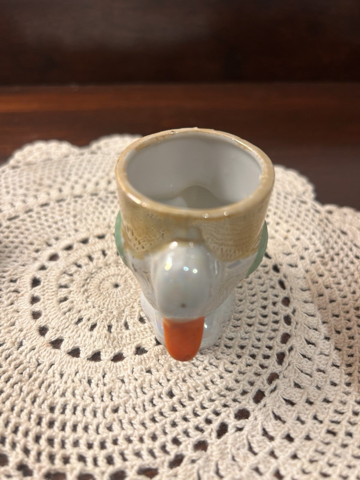 Pair Vintage Bird Egg Cups Hand-Painted Japan 1950s Ceramic Novelty Collectibles