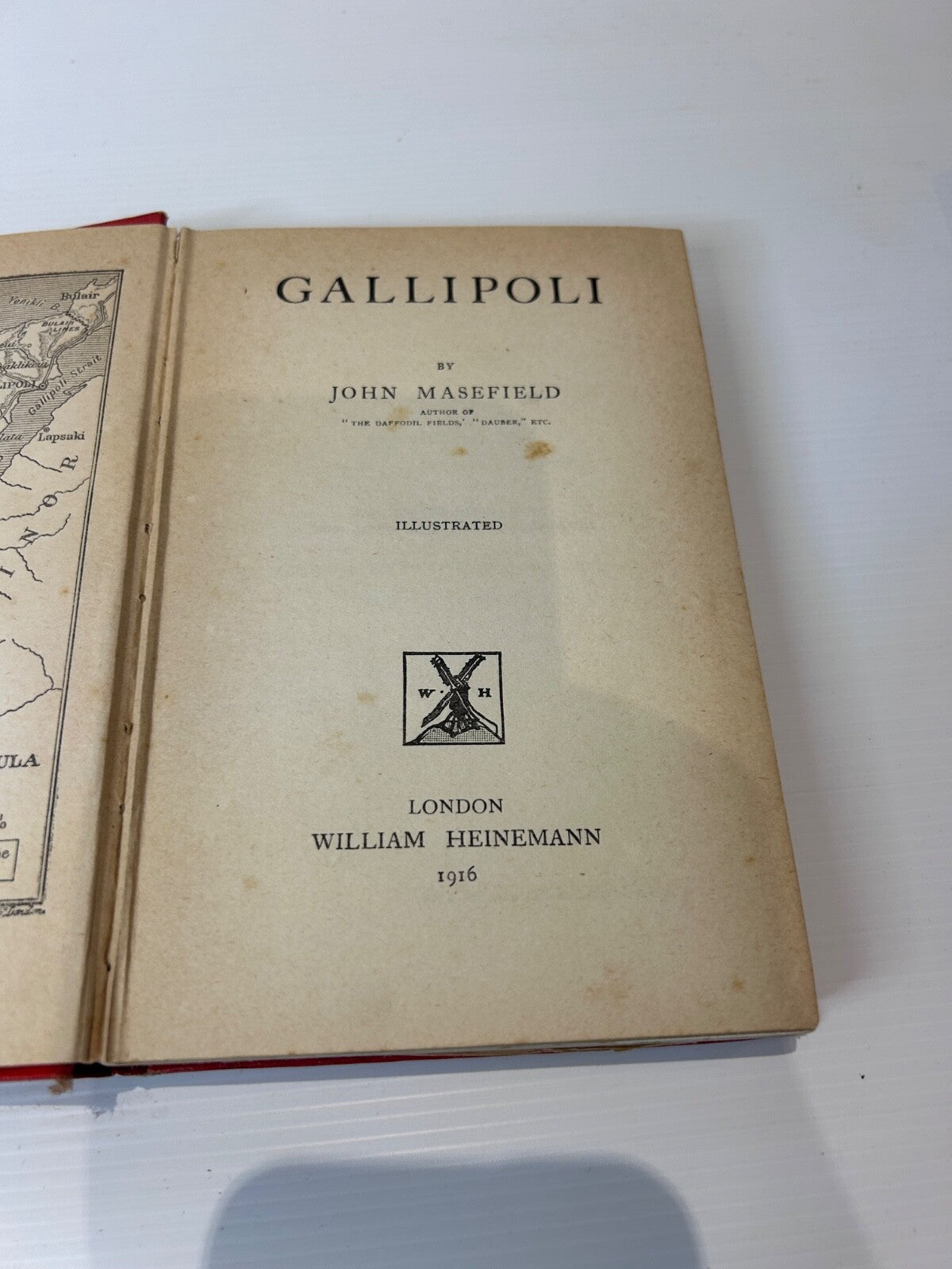 Gallipoli John Masefield 1916 HC 3rd Impression WWI ANZAC Heinemann Book 183pp