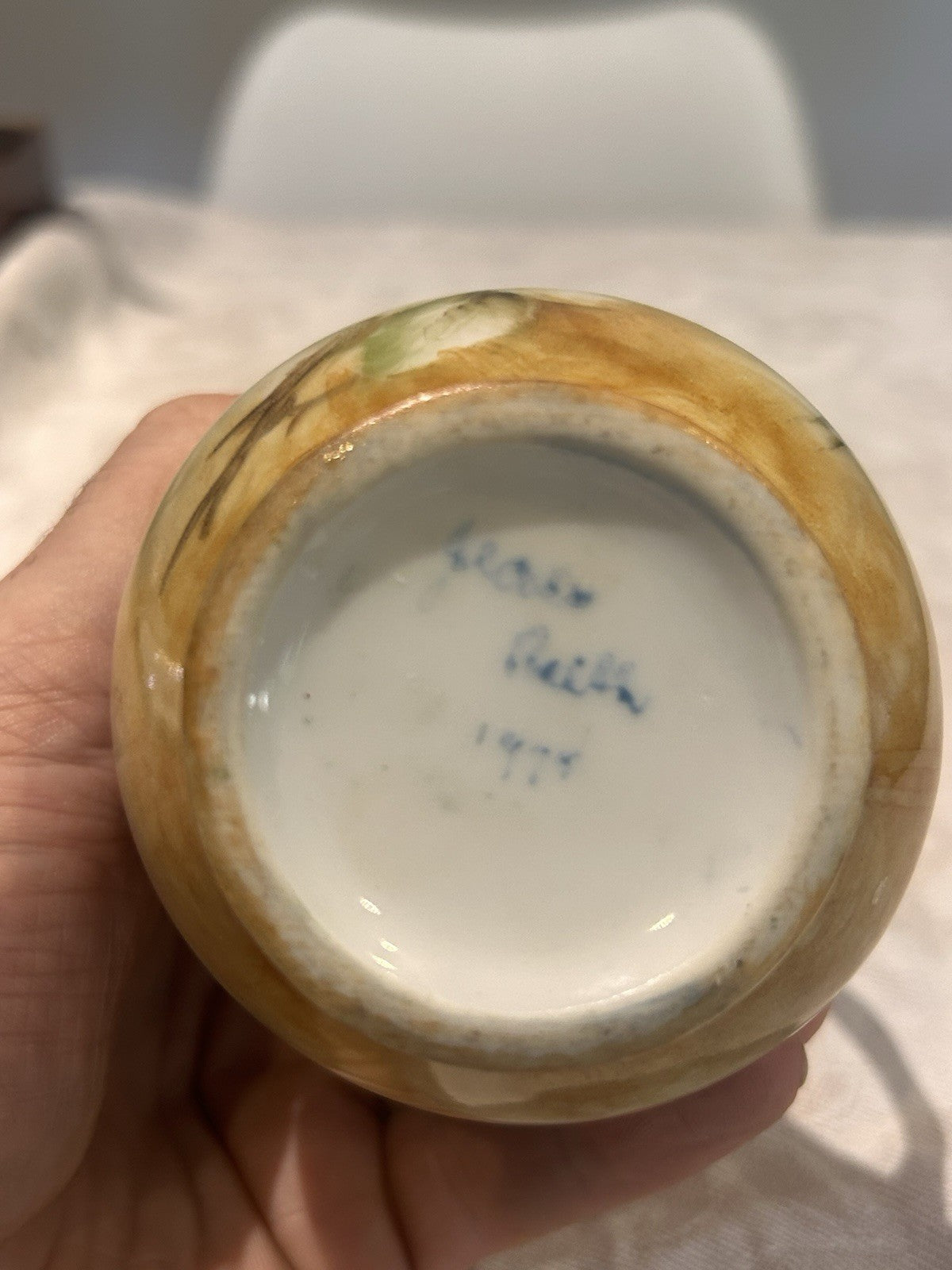 Jean Ruth Signed Studio Pottery Ewer Jug Hand Painted Porcelain 197