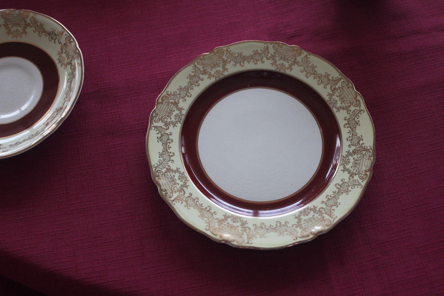 Midwinter Porcelain Burgundy & Gilt Dinner Tea Set for  6 England Vintage