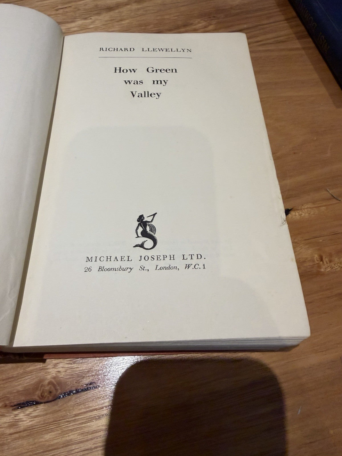 Richard Llewellyn How Green Was My Valley 1939 1st Edition Michael Joseph HC