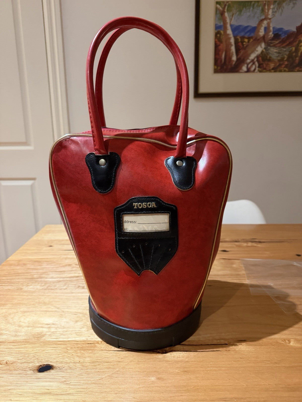 Vintage TOSCA Red Travel Bag Bowling Bag Retro Australian Luggage c1970s