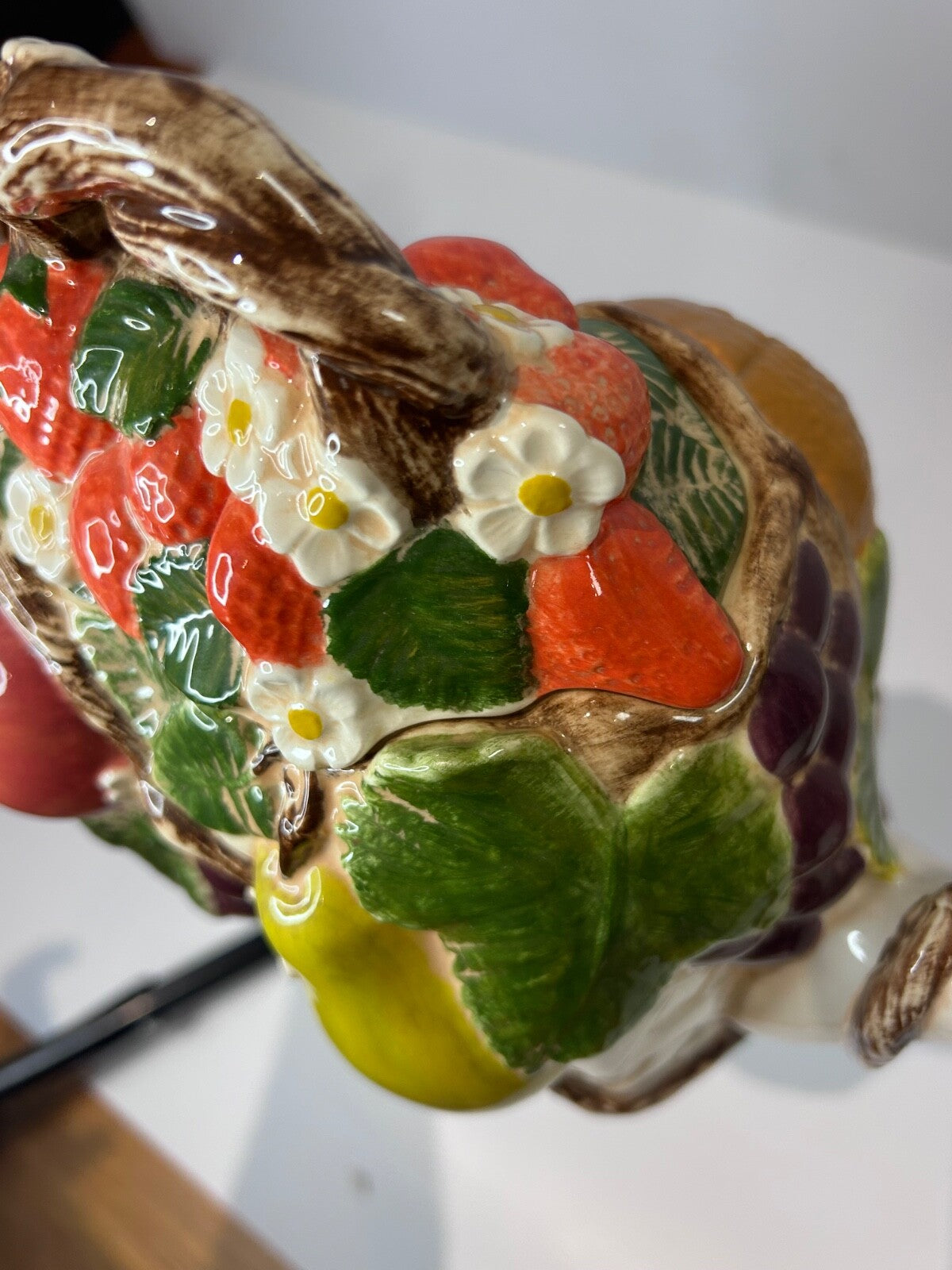 Vintage Fruit Basket Teapot – 1980s Retro Kitchen Style – 1950s Inspired Ceramic