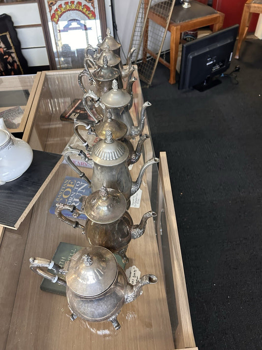Vintage Silver Plate Teapots Job Lot 8 Pieces Bulk Decorative Collectables