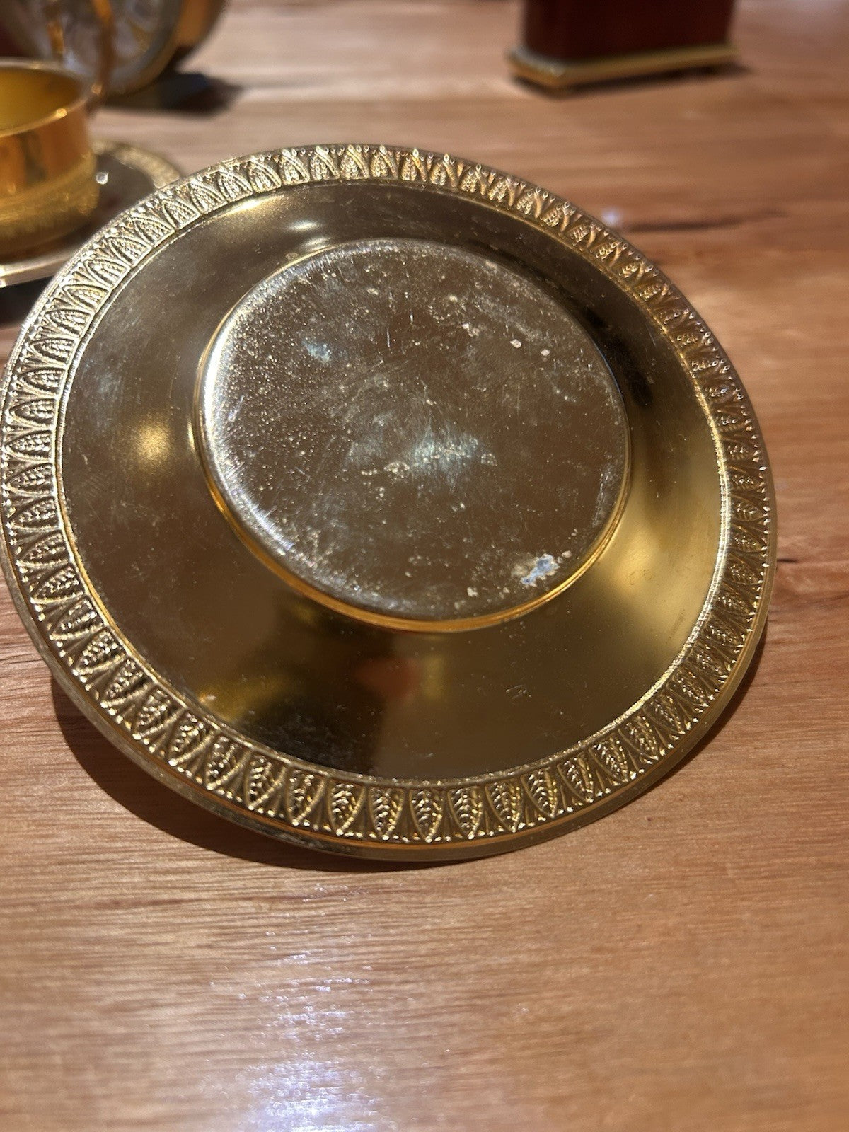 Vintage Gold Tone Aluminium Espresso Cups & Saucers Set 4 Retro Coffee