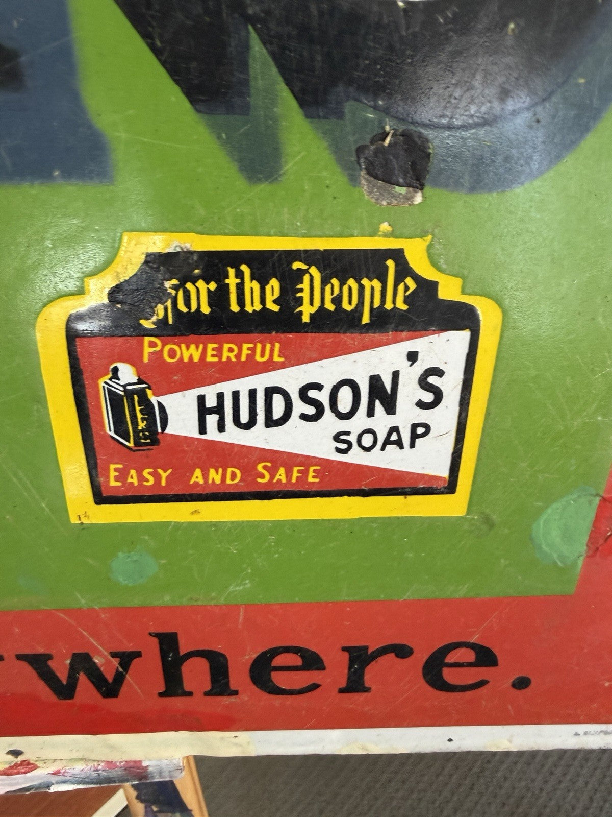Hudson’s Soap Enamel Sign A Simpson Adelaide Antique Advertising 92cm