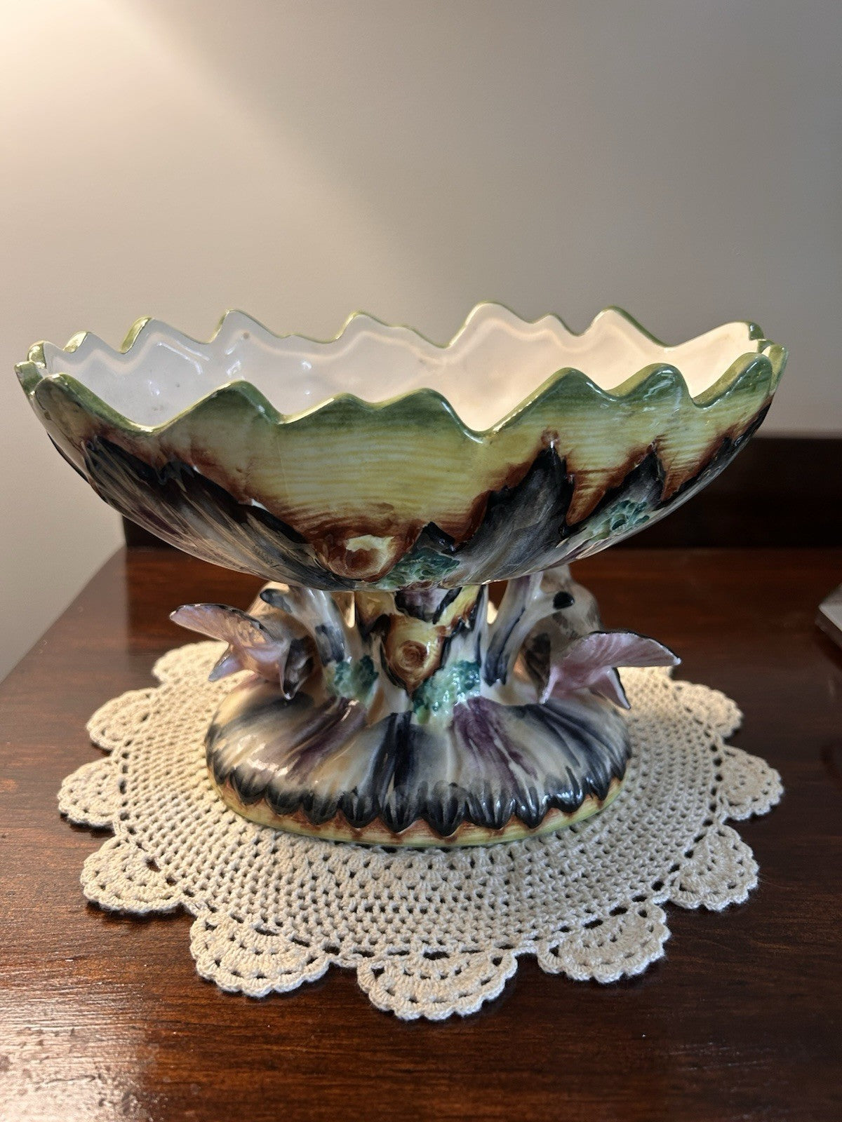 Japan Majolica Bird Compote