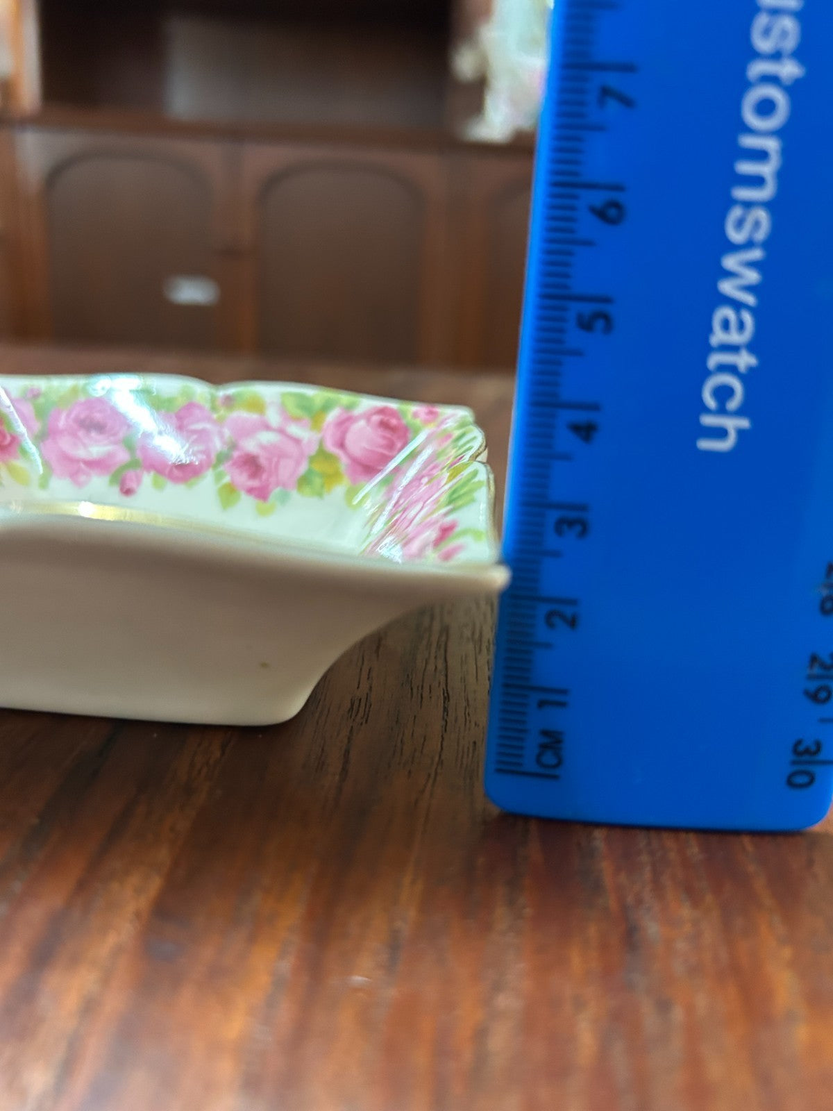 Vintage Royal Doulton Rose Garland Square Dish England D5533 Floral Trinket