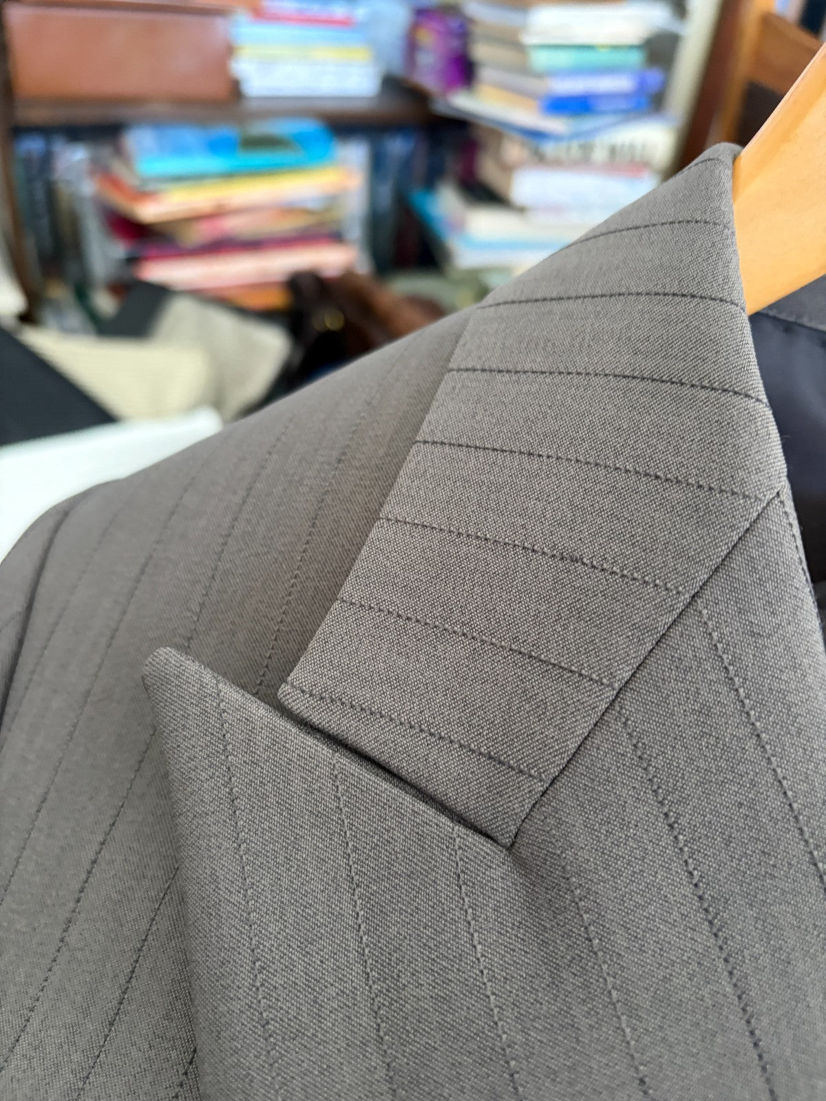 Vintage Giorgio Armani Grey Pinstripe Double Breasted Blazer Jacket Mens