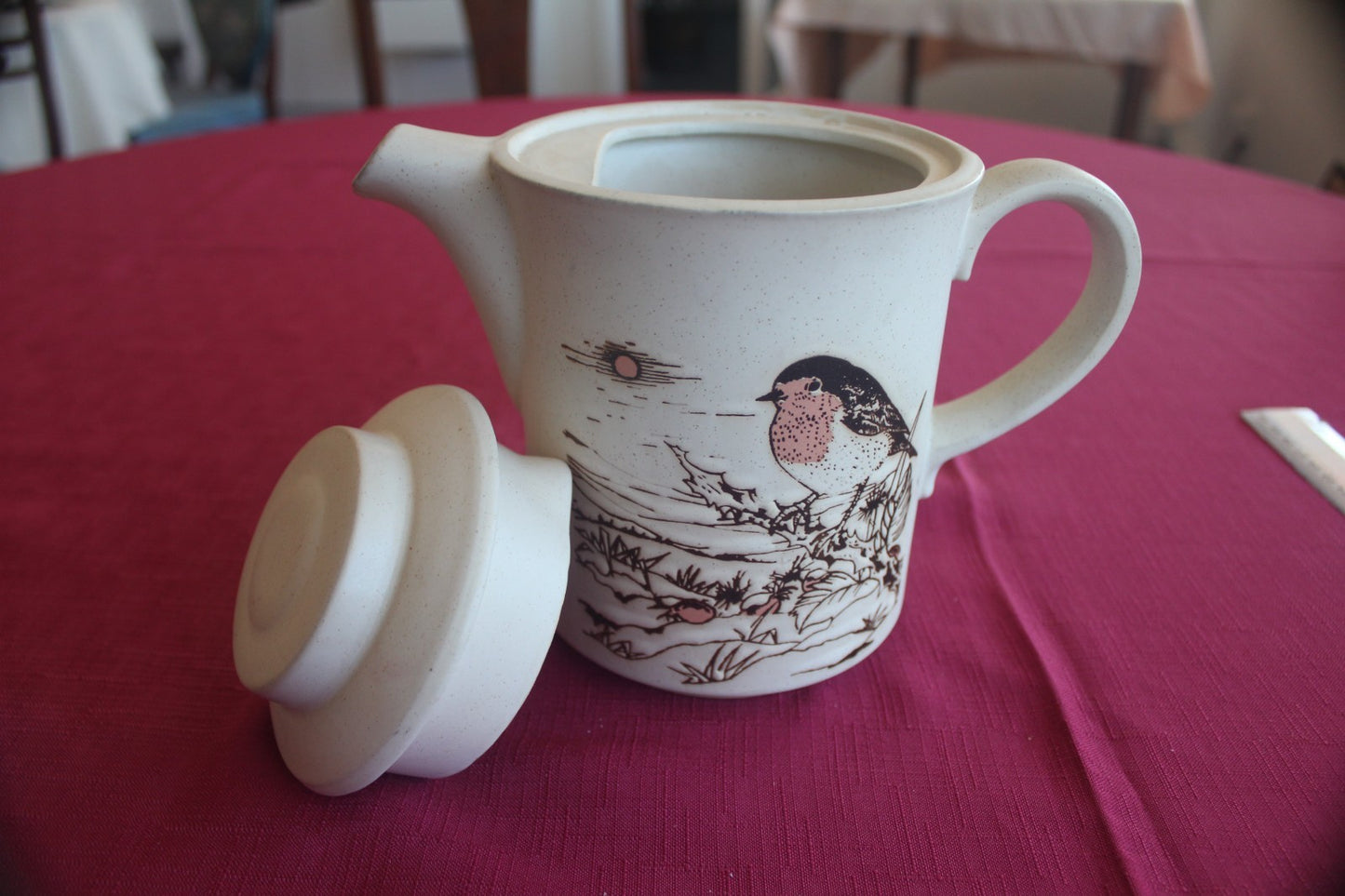 Vintage Ashdale Pottery England Robin Tea Set – Teapot + 4 Mugs – c1981