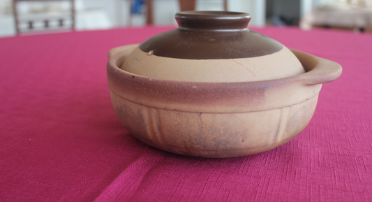 Vintage Japanese Donabe Clay Pot | Lidded Earthenware Casserole Rice Pot