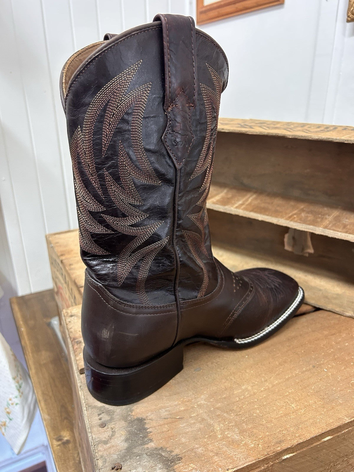 Ringers Western Cowboy Longreach Boots Size 10 EE Brown Leather Made in Mexico