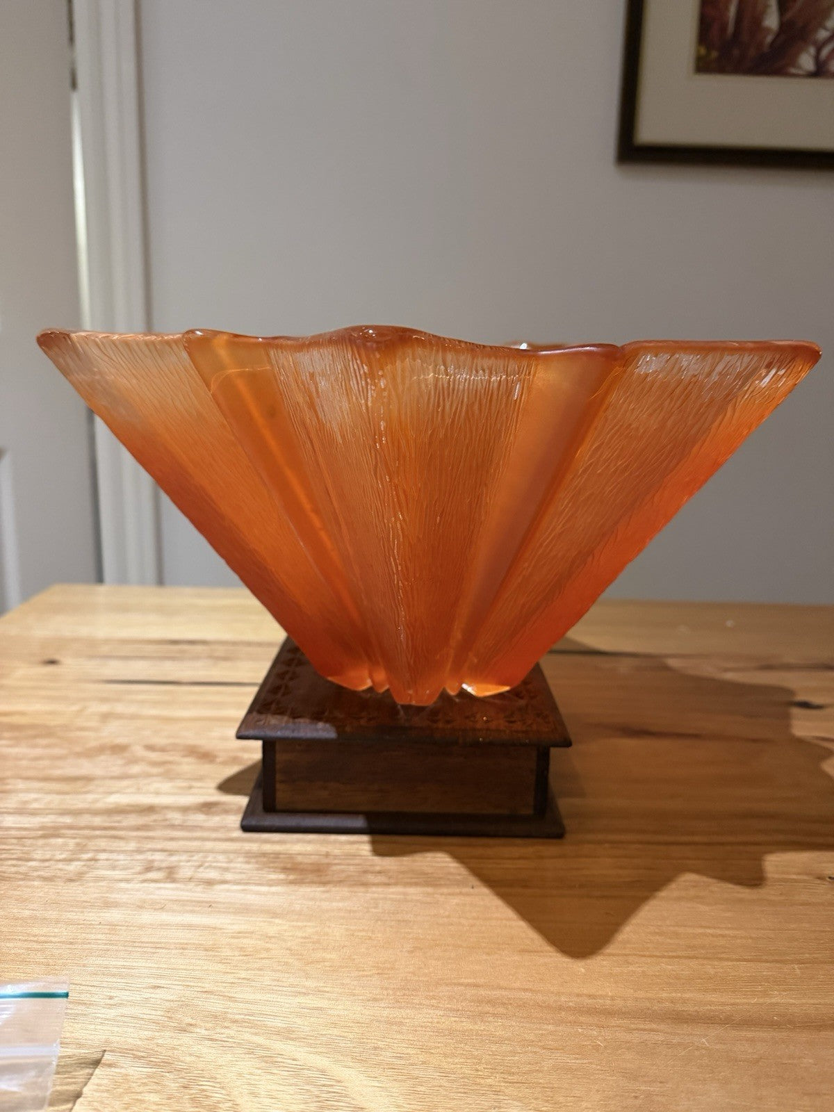 Vintage Walther Glas Star Bowl Orange Bark Glass Germany MCM 34cm