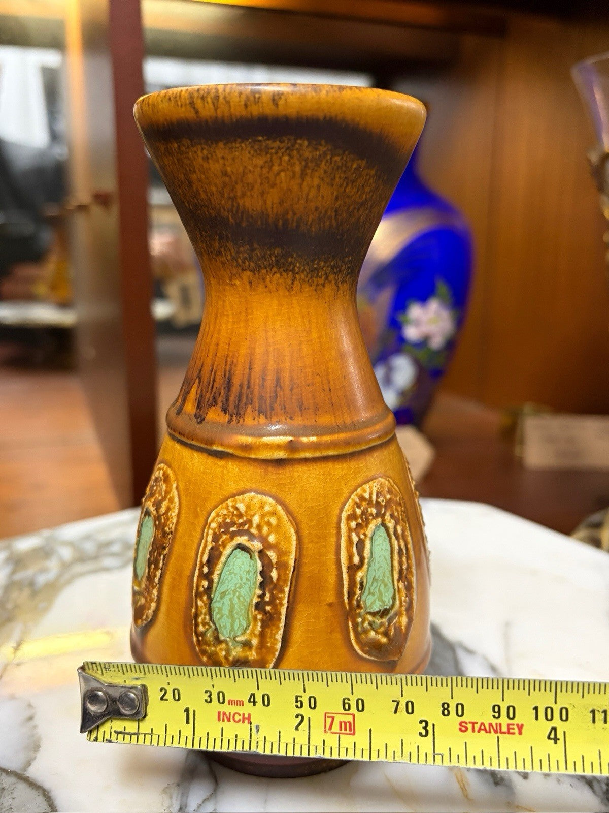 Vintage West German Pottery Bud Vase 16cm Mid Century Fat Lava Ceramic MCM