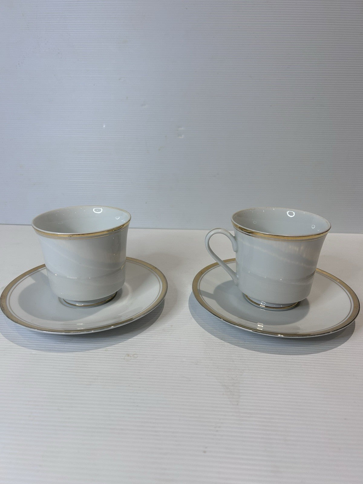 Sheffield Regency Gold Fine China Cups & Saucers Set x2 Japan 1985 JMP VTG