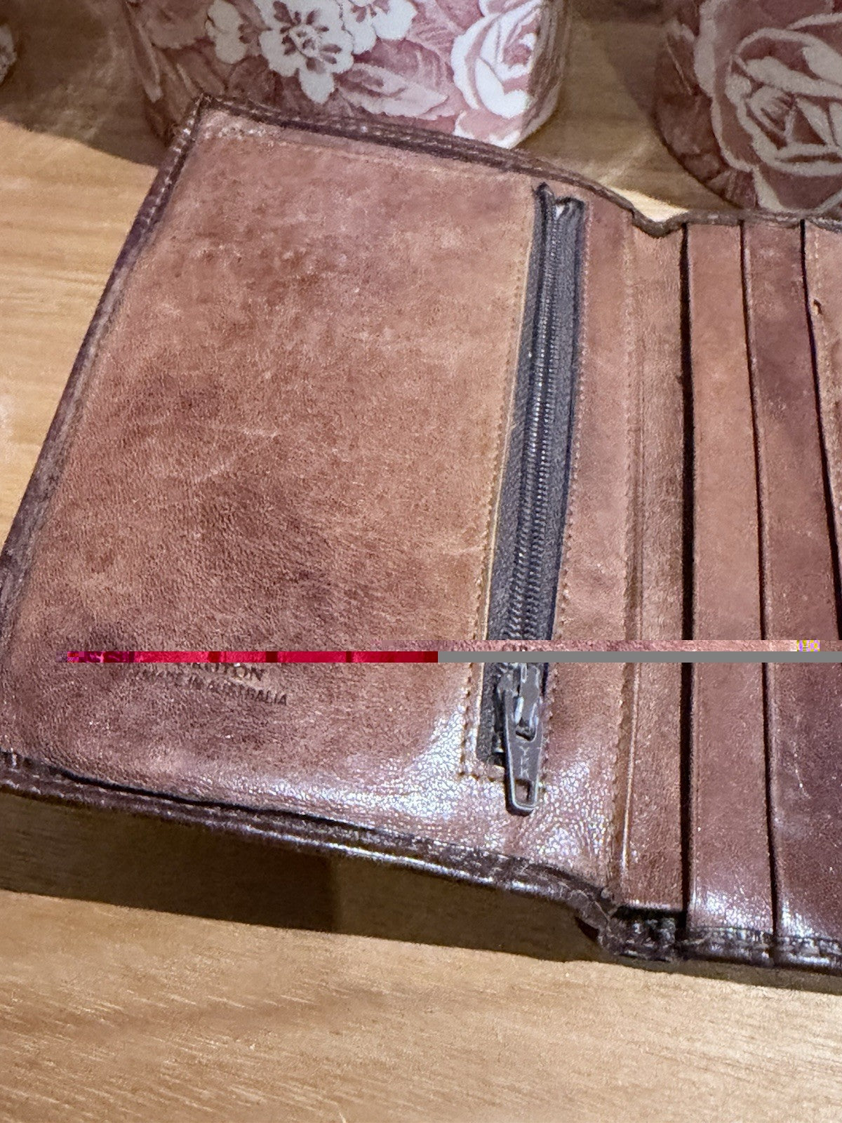 Oroton Leather Wallet Made In Australia Brown Vintage Bifold Coin Zip