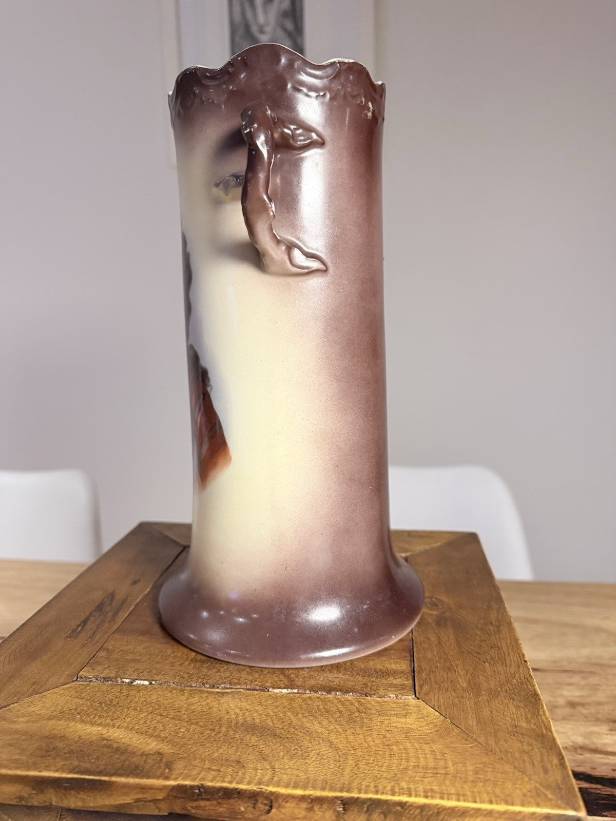 Antique Carl Tielsch CT Portrait Vase c1900 German Porcelain Eagle Mark