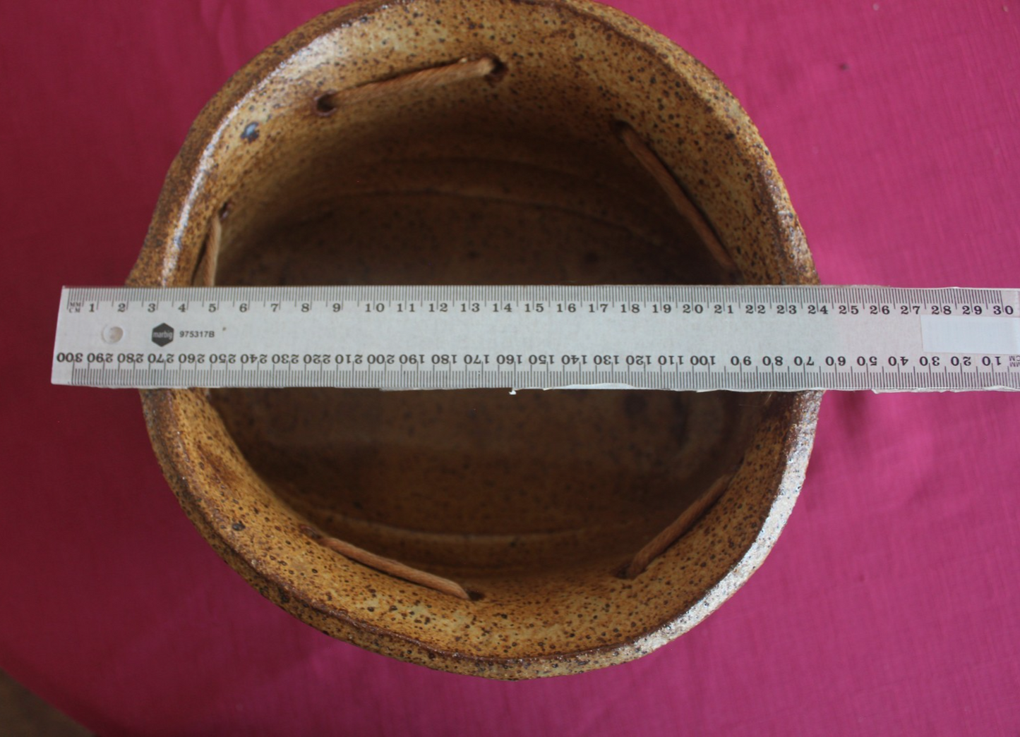 Vintage Studio Pottery Basket Planter Rustic Stoneware - Rope Detail