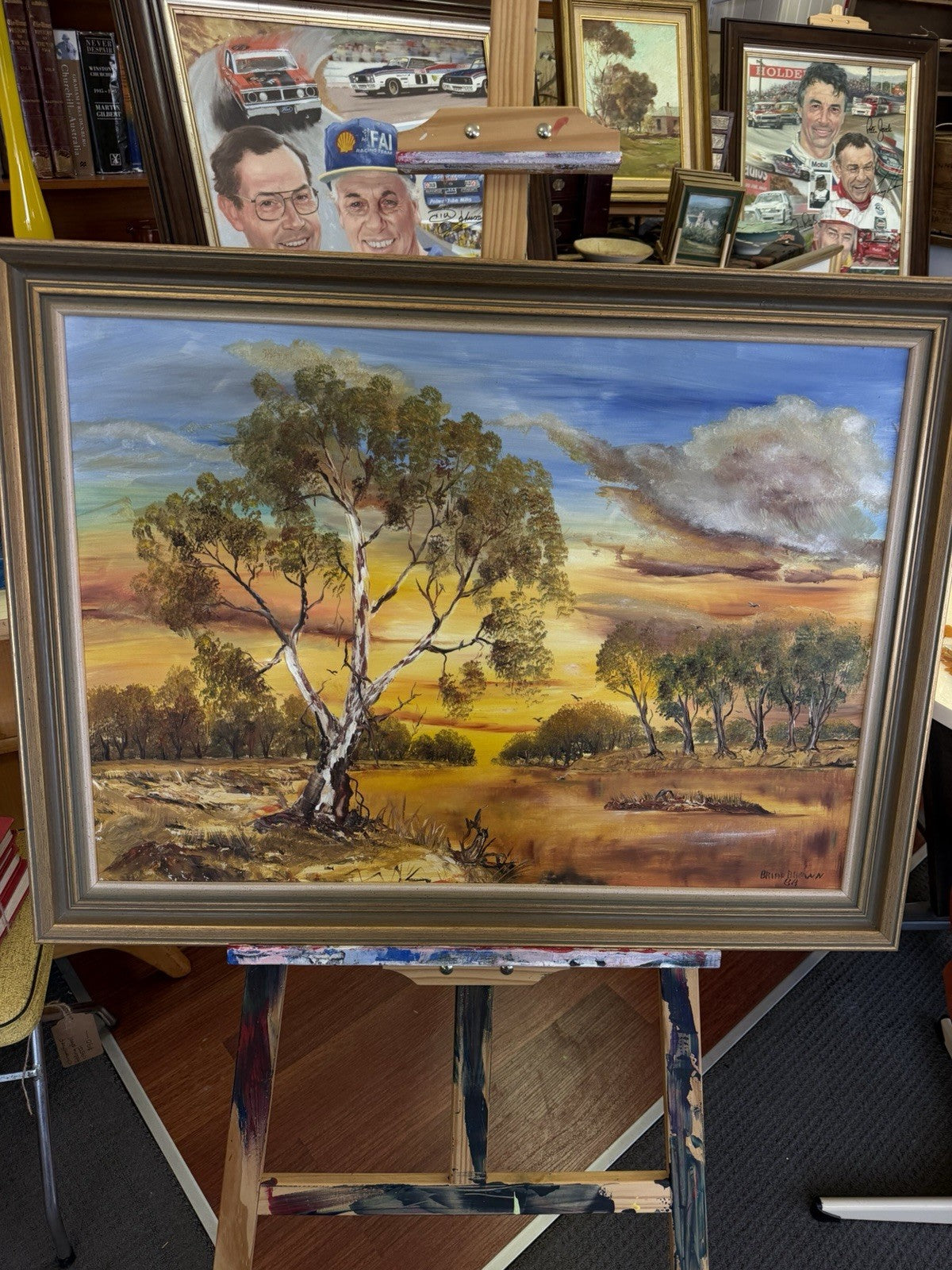 Brian Brown Brownie Original 1988 Oil Painting Murray River Euston NSW 