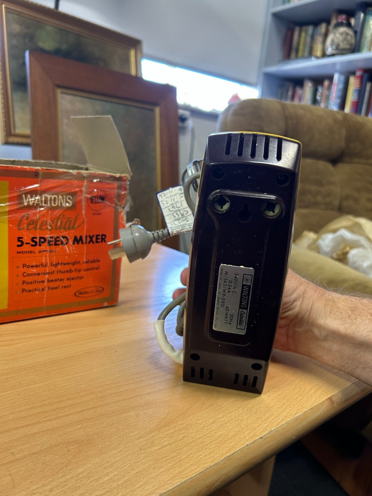 Vintage Waltons Celestial 5-Speed Mixer Yellow Boxed w Manual c1960s