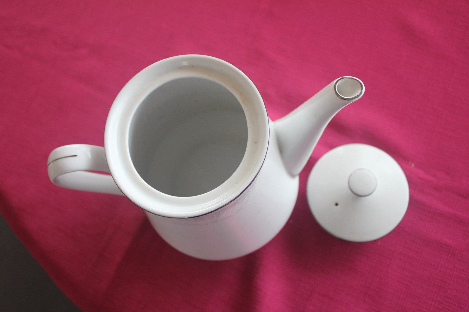 Vintage Harbro Lavinia White Teapot Fine China Japan Subtle Floral Etch