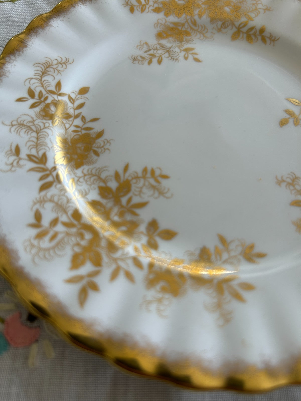 Royal Albert Antoinette Trio Teacup Saucer Plate Gold Gilt England