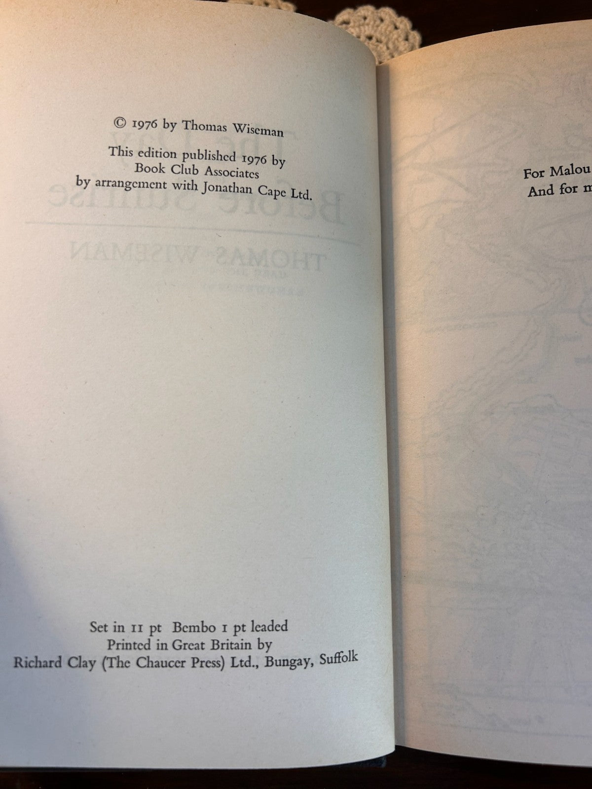 The Day Before Sunrise - Thomas Wiseman (1976) - Vintage Hardcover Book