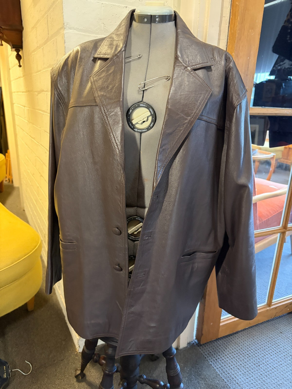 Vintage Katie's Genuine Leather Brown Blazer Jacket Men's AU XL Bali Indonesia